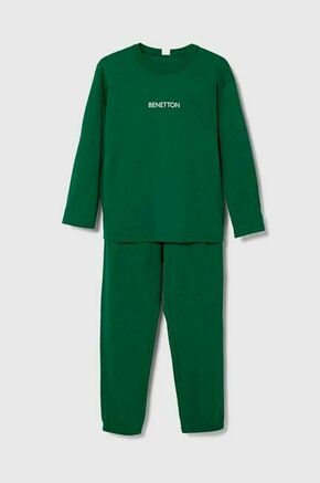 Otroška bombažna pižama United Colors of Benetton zelena barva - zelena. Otroški pižama iz kolekcije United Colors of Benetton. Model izdelan iz elastične pletenine.