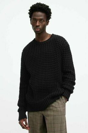 Bombažen pulover AllSaints ILLUND črna barva - črna. Pulover iz kolekcije AllSaints. Model z okroglim izrezom