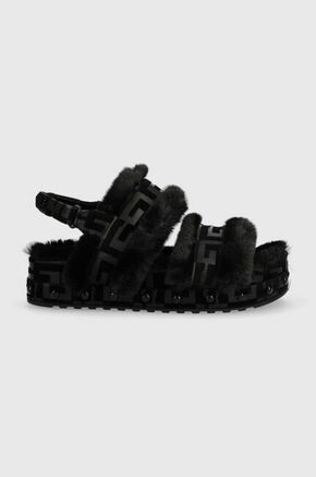 Sandali Guess Vasya črna barva - črna. Sandali iz kolekcije Guess. Model izdelan iz kombinacije ekološkega usnja in tekstilnega materiala.