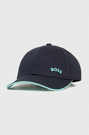 Bombažna bejzbolska kapa BOSS BOSS GREEN mornarsko modra barva - mornarsko modra. Kapa s šiltom vrste baseball iz kolekcije BOSS. Model izdelan iz bombažnega materiala.