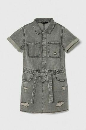 Otroška jeans obleka Sisley siva barva - siva. Otroški obleka iz kolekcije Sisley. Model izdelan iz jeansa. Model iz izjemno udobne bombažne tkanine.
