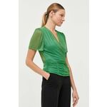 Majica Morgan ženska, zelena barva - zelena. Bluza iz kolekcije Morgan, izdelana iz vzorčaste tkanine. Izrazita, bleščeča tkanina s kovinsko nitjo.