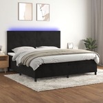Box spring postelja z vzmetnico LED črna 200x200 cm žamet - vidaXL - črna - 96,33 - 200 x 200 cm - vidaXL