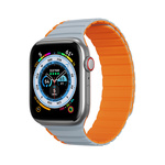magnetni trak apple watch ultra, se, 9, 8, 7, 6, 5, 4, 3, 2, 1 (49, 45, 44, 42 mm) dux ducis strap (ld različica) - sivo-oranžna