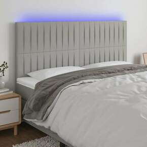 Greatstore LED posteljno vzglavje svetlo sivo 160x5x118/128 cm blago