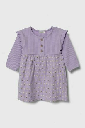 Obleka za dojenčka United Colors of Benetton vijolična barva - vijolična. Za dojenčke obleka iz kolekcije United Colors of Benetton. Model izdelan iz tanke