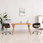 Greatstore Vrtljiv pisarniški stol siv ukrivljen les in blago