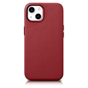 ICARER case leather case cover iz naravnega usnja za iPhone 14 plus rdeč (kompatibilen z magsafe)