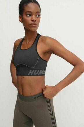 Športni modrček Hummel Christel Seamless črna barva - siva. Športni nedrček iz kolekcije Hummel. Model brezšivni z nizko oporo.