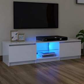VidaXL TV omarica z LED lučkami visok sijaj bela 140x40x35