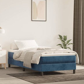 VidaXL Box spring postelja z vzmetnico temno modra 90x200 cm žamet