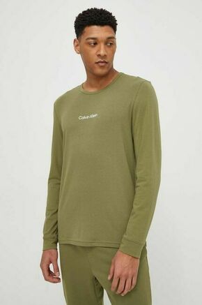 Majica z dolgimi rokavi lounge Calvin Klein Underwear zelena barva - zelena. Majica z dolgimi rokavi iz kolekcije Calvin Klein Underwear. Model izdelan iz tanke