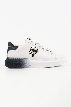 Karl Lagerfeld Usnjene superge KAPRI bela KL62530F.011
