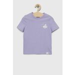 Otroška bombažna kratka majica GAP x Disney vijolična barva - vijolična. Otroška lahkotna kratka majica iz kolekcije GAP. Model izdelan iz tanke, elastične pletenine. Izjemno udoben material, izdelan iz naravnih vlaken.
