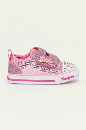 Čevlji Skechers roza barva - roza. Otroški čevlji iz kolekcije Skechers. Model izdelan iz kombinacije tekstilnega in sintetičnega materiala.