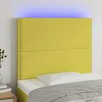Greatstore LED posteljno vzglavje sivo 100x5x118/128 cm blago