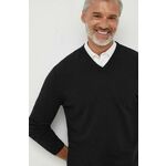 Volnen pulover United Colors of Benetton moški, črna barva - črna. Pulover iz kolekcije United Colors of Benetton. Model izdelan iz udobne pletenine. Zaradi svoje visoke termoregulacijske sposobnosti vam volna pomaga ohranjati toploto, ko je...
