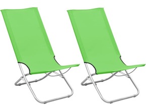 VIDAXL Zložljivi stoli za na plažo 2 kosa zeleno blago