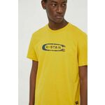 Bombažna kratka majica G-Star Raw moški, rumena barva - rumena. Lahkotna kratka majica iz kolekcije G-Star Raw, izdelana iz visokokakovostne pletenine, ki je bila izdelana na trajnostni način. Model iz izjemno udobne bombažne tkanine.