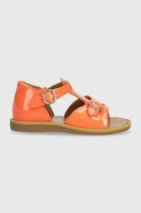 Otroški usnjeni sandali Pom D'api oranžna barva - oranžna. Otroški sandali iz kolekcije Pom D'api. Model je izdelan iz lakiranega usnja. Model z mehkim