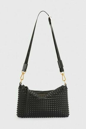 Usnjena torbica AllSaints Eve črna barva - črna. Majhna torbica iz kolekcije AllSaints. Model na zapenjanje