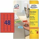 Avery Zweckform odstranljive etikete L6038-20, 45.7 x 21.2 mm, rdeče, 960 etiket/zavitek