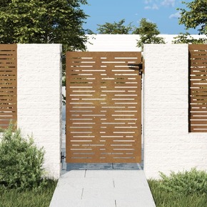 VidaXL Vrtna vrata 85x125 cm corten jeklo kvadraten dizajn