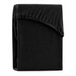 Črna elastična rjuha za zakonsko posteljo AmeliaHome Ruby Siesta, 220/240 x 220 cm