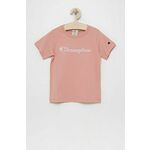 Otroška bombažna kratka majica Champion roza barva - roza. Otroške kratka majica iz kolekcije Champion. Model izdelan iz tanke, elastične pletenine.