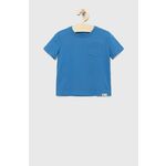 Otroški bombažen t-shirt GAP - modra. Otroški T-shirt iz kolekcije GAP. Model izdelan iz enobarvne pletenine.