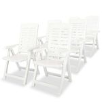 vidaXL Prilagodljivi vrtni stoli 12 kosov 60x61x108cm plastika beli