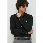 Bombažna srajca Polo Ralph Lauren moška, črna barva, - črna. Srajca iz kolekcije Polo Ralph Lauren. Model izdelan iz tanke, rahlo elastične pletenine. Ima ovratnik button-down.