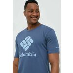 Športna kratka majica Columbia Pacific Crossing II - modra. Športna kratka majica iz kolekcije Columbia. Model izdelan iz materiala, ki odvaja vlago.