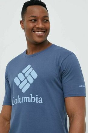 Športna kratka majica Columbia Pacific Crossing II - modra. Športna kratka majica iz kolekcije Columbia. Model izdelan iz materiala