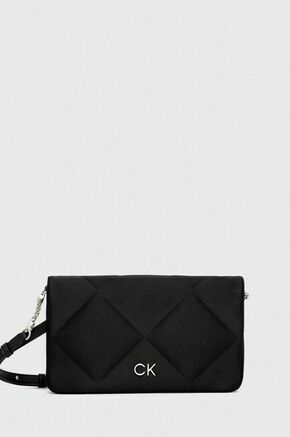 Torbica Calvin Klein črna barva - črna. Srednje velika torbica iz kolekcije Calvin Klein. Model na zapenjanje