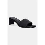 Calvin Klein natikači s polno peto (blok) ženski BLOCK HEEL SANDAL AOP črna HW0HW03016