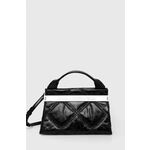 Usnjena torbica Karl Lagerfeld črna barva - črna. Majhna torbica iz kolekcije Karl Lagerfeld. Model na zapenjanje, izdelan iz naravnega usnja. Lahek in udoben model, idealen za vsakodnevno nošenje.