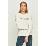 Calvin Klein bombažni pulover - bela. Pulover iz zbirke Calvin Klein. Model narejen iz tiskane tkanine.