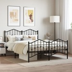 vidaXL Kovinski posteljni okvir z vzglavjem in vznožjem&nbsp;črn 135x190 cm
