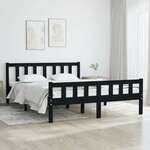 Greatstore Okvir za posteljo, črna barva, masivni les, 140 x 190 cm
