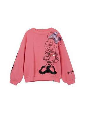 Otroški bombažen pulover Desigual roza barva - roza. Otroški pulover iz kolekcije Desigual. Model izdelan iz pletenine s potiskom.