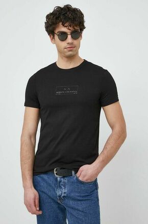 Bombažna kratka majica Armani Exchange črna barva - črna. Kratka majica iz kolekcije Armani Exchange. Model izdelan iz tanke