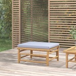 vidaXL Vrtni stolček za noge s svetlo sivo blazino bambus