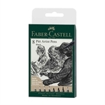 Faber-Castell Pitt pisalo za umetnike, komplet 8 različnih konic, črno