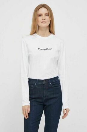 Bombažna majica z dolgimi rokavi Calvin Klein bela barva - bela. Majica z dolgimi rokavi iz kolekcije Calvin Klein