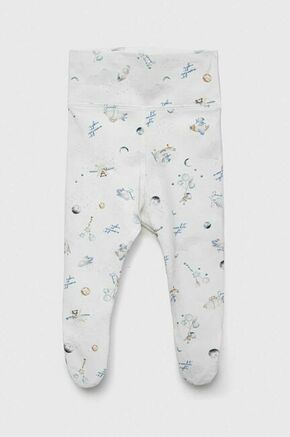 Hlače s stopalkami za dojenčka Jamiks - bela. Pižama za dojenčka iz kolekcije Jamiks. Model izdelan iz vzorčaste pletenine.