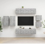 Greatstore Komplet TV omaric 8-delni betonsko siva iverna plošča