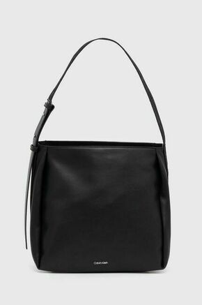 Torbica Calvin Klein črna barva - črna. Velika nakupovalna torbica iz kolekcije Calvin Klein. Model na zapenjanje