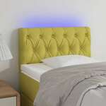 Greatstore LED posteljno vzglavje zeleno 80x7x78/88 cm blago
