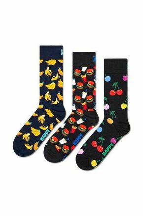 Nogavice Happy Socks Classic Banana 3-pack črna barva - črna. Nogavice iz kolekcije Happy Socks. Model izdelan iz elastičnega